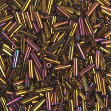 Miyuki Bugle 6mm Beads - Metallic gold iris 462
